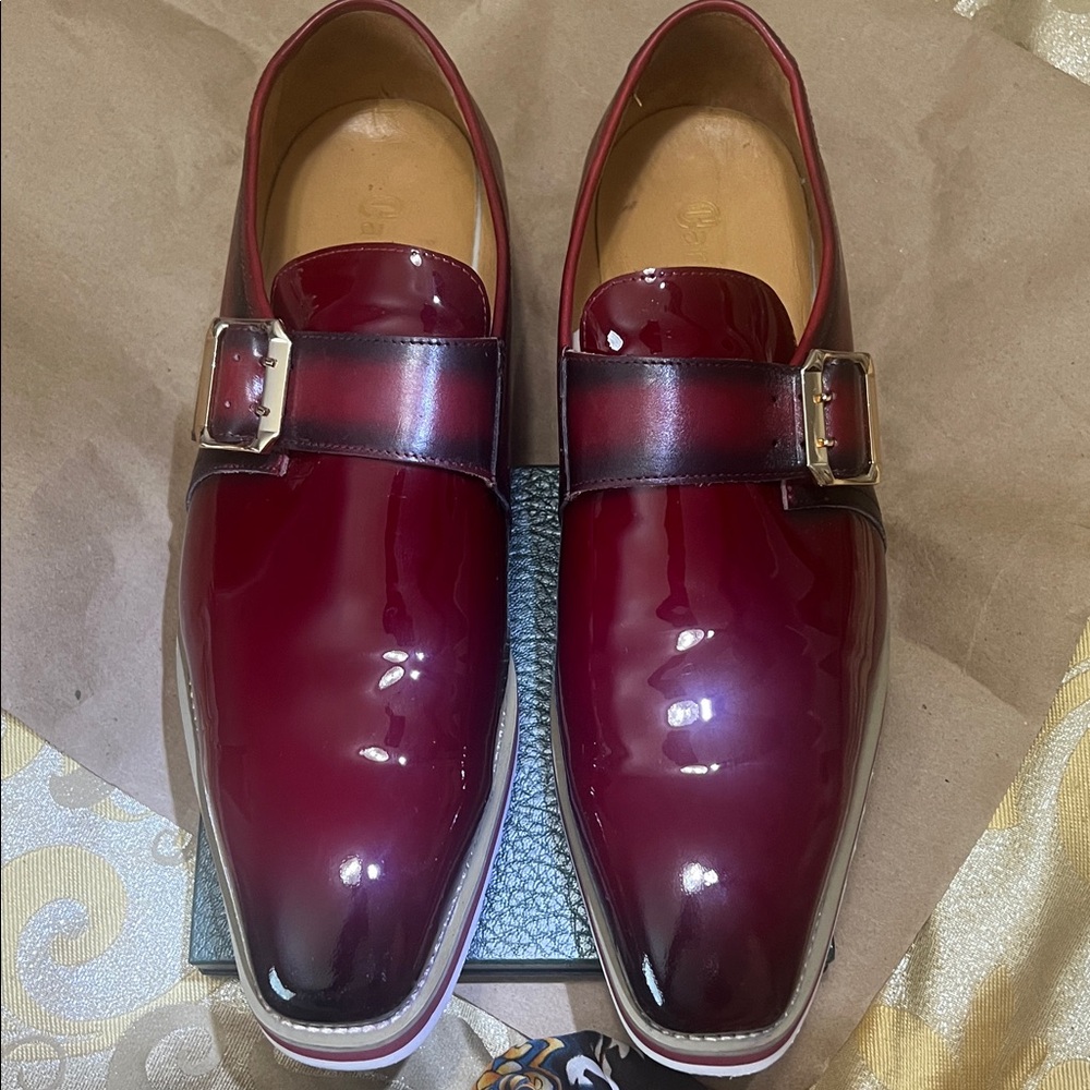 Carucci Red Patent Monk Strap- Size 12- Red & White Hybrid Sole EUC - Picture 2 of 12